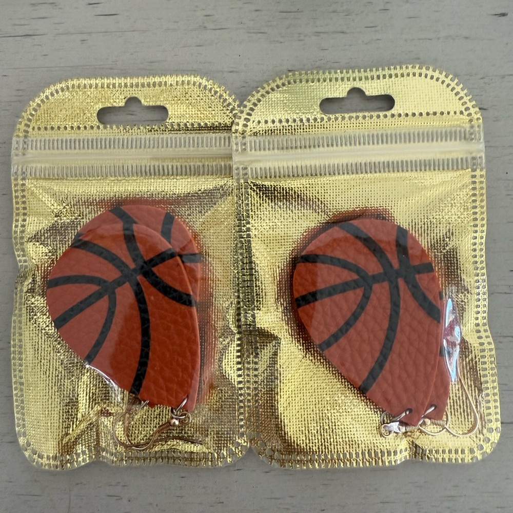 Basketball Earrings- 2 pair